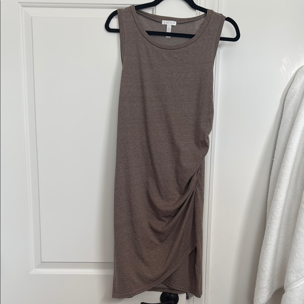 Leith Gray Asymmetrical Ruched Sheath Dress